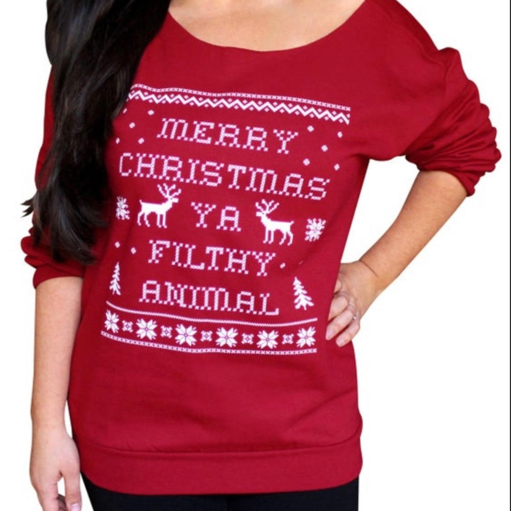 Ugly Christmas Sweater - Merry Christmas ya filthy animal